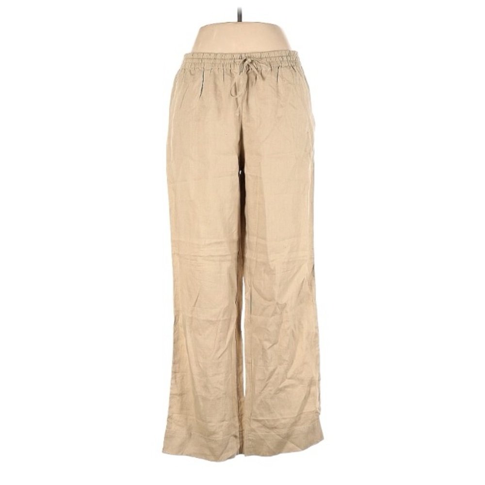Jones New York Linen Tan High Rise Wide Leg Pants size Large